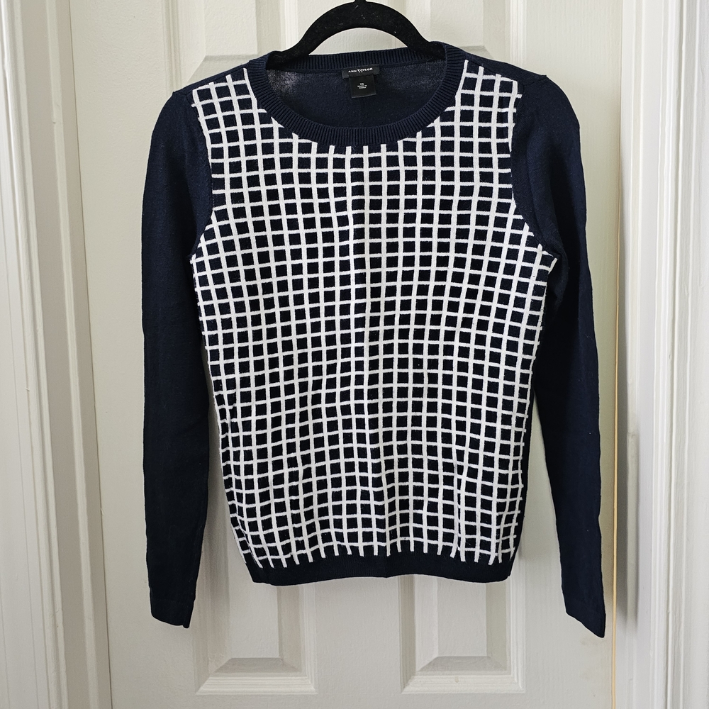 Ann Taylor LOFT Women's Long Sleeve Geo Print Sweater Cotton Blend